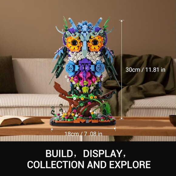 Kids Green Sillbird Owl Animal Flower Valentines Day Home Decor Building Toy Set - Picture 2 of 7